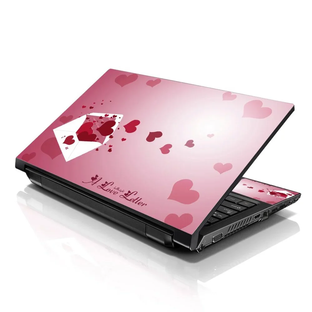 LSS 15.6 & 17.3 Inches Laptop Notebook Skin Sticker Decal - Pink Hearts Envelope
